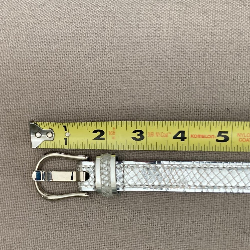 Via Spiga Belt - Metallic Silver Faux Snake Skin Skinny Thin - Picture 9 of 9